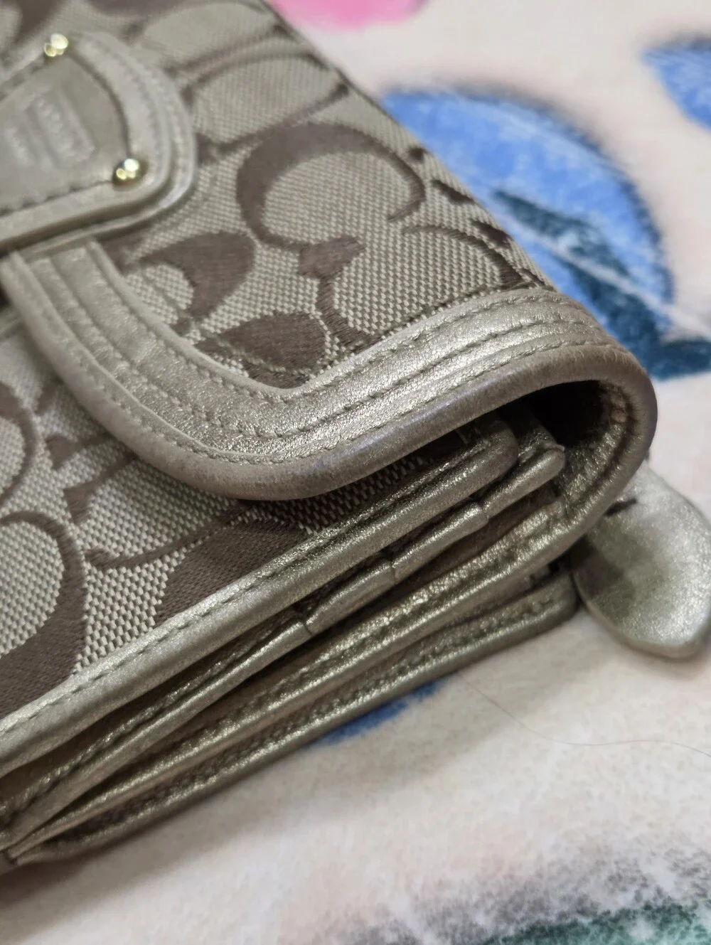 Coach Legacy Signature Jacquard Canvas Turnlock Long Wallet